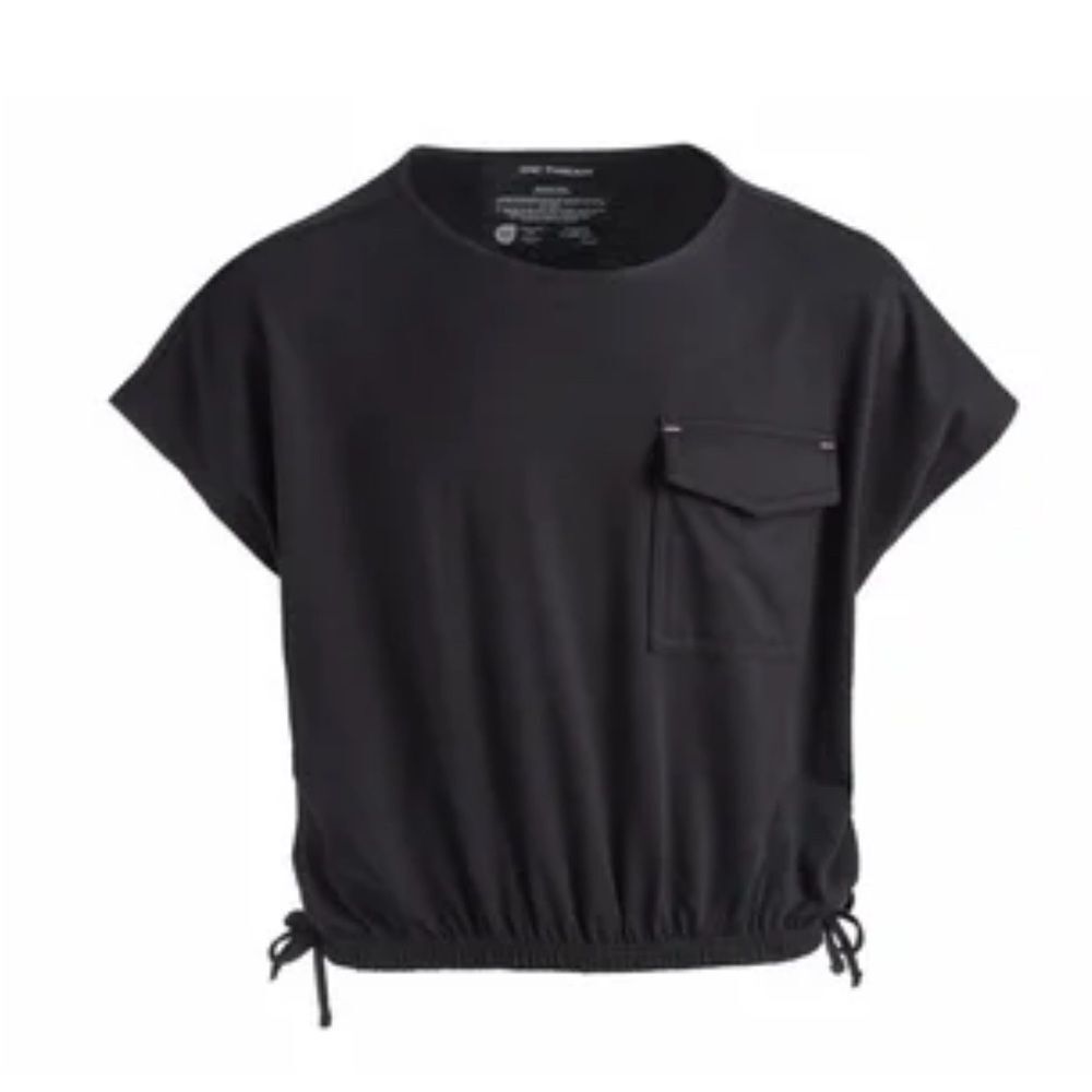 Epic Threads Black Boxy Crop T-Shirt with Cap Sleeves